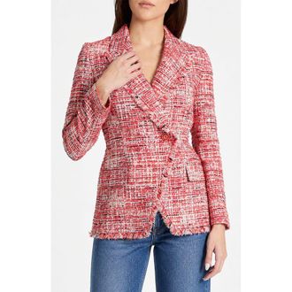 Santorelli Malli Single Button Jacket in Modern Tweed in Chili Pepper at Nordstrom, Size 4