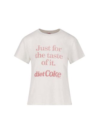 Re/Done White Printed Cotton T-Shirt