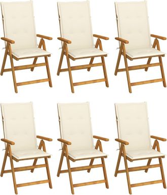 vidaXL Sillas De Jard&iacute;n Plegables 6 Uds Y Cojines Madera Maciza Acacia Vidaxl