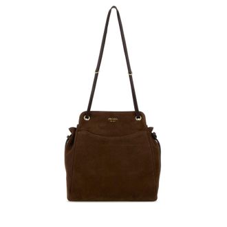 Prada Brow Suede Medium Prada Carry Bucket Bag