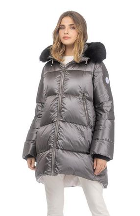 Gorski Apres-Ski Horizontal Jacket With Detachable Genuine Shearling Hood Trim in Greige/black at Nordstrom, Size X-Small