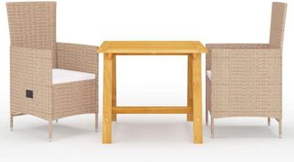 vidaXL Juego De Comedor De Jard&iacute;n 3 Piezas Beige Vidaxl
