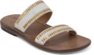 Calleen Cordero Adella Sandal In White Pearl W/ Brass Art