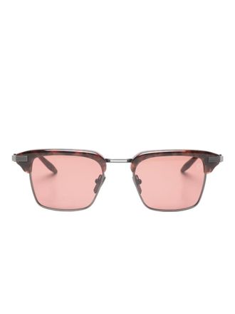 Akoni Euclid square-frame sunglasses - unisex - Titanium/ceramic/Acetate - One Size - Brown