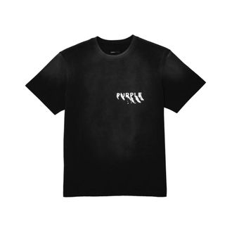 Purple T-Shirts, male, Black, Size: 2XL P117 Painted Wordmark Cotton T-Shirt