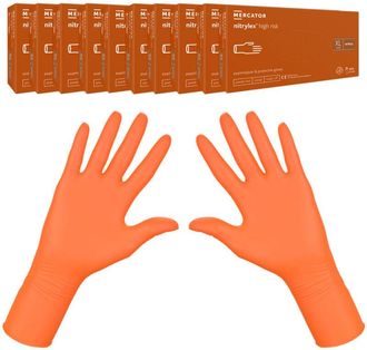 OEM Guantes De Nitrilo Naranja Mercator Nitrylex High Risk Xl, 100 Unidades, Caja De 10 Unidades