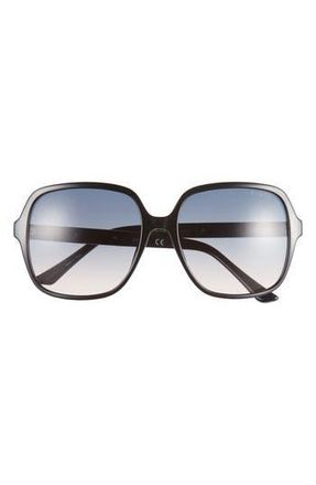 Guess 58mm Square Sunglasses in Shiny Black /Gradient Blue at Nordstrom Rack