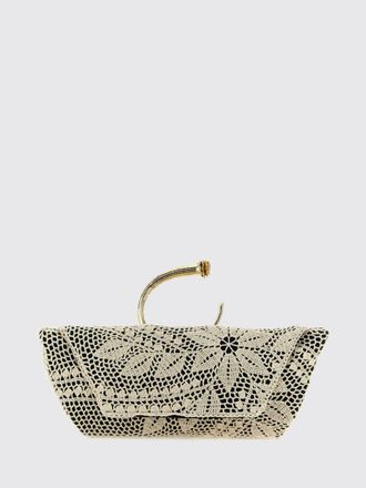 Magda Butrym Clutch in raso di seta con ricamo floreale e manico scultoreo