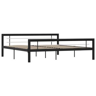 Berkfield Home Bed Frame Black & White Metal 180x200 cm Super King