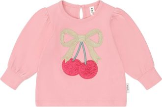 Huxbaby Cherry Bow Puff Sleeve Top in Dusty Pink at Nordstrom, Size 6-12M Au