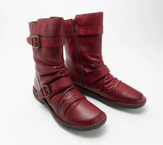 Miz Mooz Womens Miz Mooz Pasha Boots -8 Bordeaux Leather Round Toe Mid Calf HAWK2051