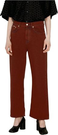 Eytys Karmozijnrode Geverfde Spijkerbroek - Dames - Regular Fit Jeans - Rood - W24 - Katoen - Jeans