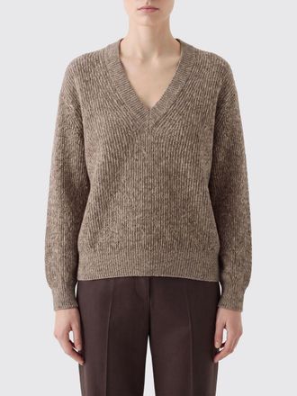 Brunello Cucinelli Maglia in misto cashmere color avorio con scollo a V