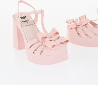 Viktor & Rolf MELISSA Solid Color Rubber PARTY T-Strap Sandals with Bows H size 39