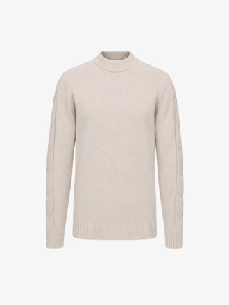 Gentiluomo Cable Sleeve Sweater | Beige