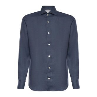 Eleventy Casual Shirts, male, Blue, Size: XL LS Dandy Shirt