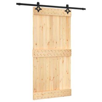 vidaXL Puerta Corredera Natural Y Negro 100 X 210 Cm Vidaxl