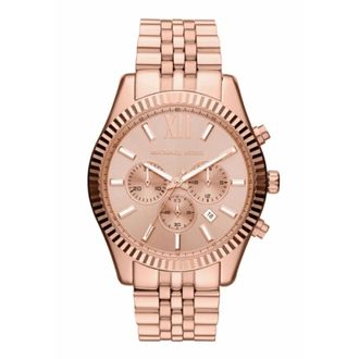 Michael Kors Accessoires, Heren, Roze, ONE Size, Rosegoud RVS horloge
