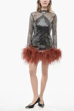 Taller Marmo Sequin Dress WILLIAMS With Feather Details size 40