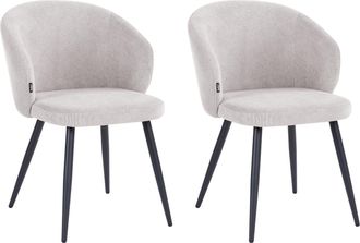 Beliani Conjunto De 2 Sillas De Comedor Tapizadas Sin Reposabrazos Dise&ntilde;o Retro Base De Metal Blanco Crema Moundville