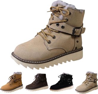 Generic Womens Winter High Top Boots Thickened Fleece Lined Platform Boots Casual Warm Faux Fur Short Snow Boot Ladies Lace Up Ankle Booties Waterproof Anti S