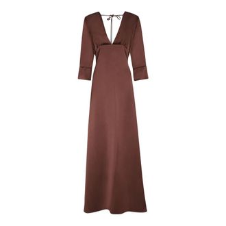 Blanca Vita Gowns, female, Brown, Size: 2XS Albox Flared Maxi Dress