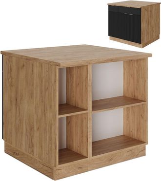 Vicco Isla De Cocina Fame-line, Rayas Negras, 90 Cm Con Caj&oacute;n, Sin Encimera, Vicco