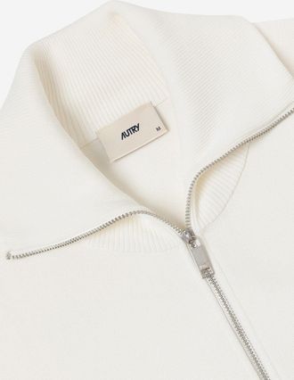 Autry Womens Logo Jacket Viscose Bianco + Nylon Tops Top
