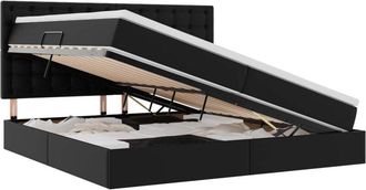 vidaXL Storage Bed with Mattress Black 200 x 200 cm Faux Leather vidaXL