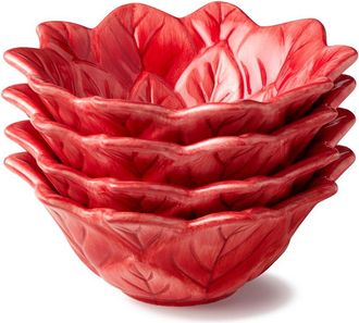 Certified International Set Of 4 Winter Blooms 3D Poinsettia Ice Cream Bowls