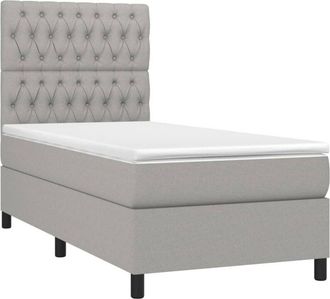 vidaXL Vidaxl - Cama Box Spring Colch&oacute;n Y Luces Led Tela Gris Claro 90x200 Cm