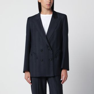 Blaz&eacute; Milano Giacca doppiopetto blu navy motivo Principe di Galles in lana