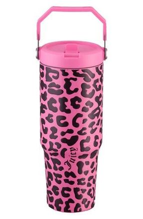 Juicy Couture 30-Ounce Stainless Steel Flip Sip Water Tumbler in Hot Pink Leopard at Nordstrom Rack