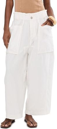 Free People Costa Straight Harem Womens Clothing Whisper White : MD (Womens 8-10) 29, Cotton/Denim