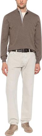 Vengera Trui met Halve Rits - Heren - Ronde hals truien - Bruin - 2XL - Truien & Vesten