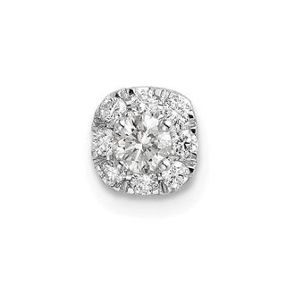 Diamond2Deal 14K White Gold Lab Grown Diamond Cushion Halo Pendant (0.25ct, VS, G-H)