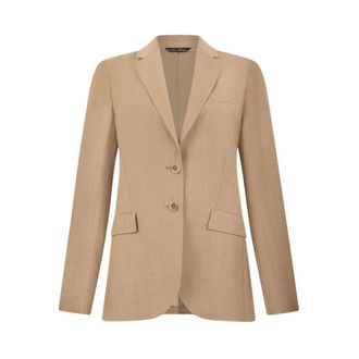 Brooks Brothers Virgin Wool Blazer - Dames - Blazers - Beige - 2XL - Wol - Jassen