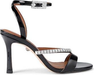 Kurt Geiger Crystal Embellished Patent Ankle Strap Sandal in Black at Nordstrom, Size 5.5Us