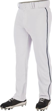 Champro Mens Triple Crown 2.0 Open Bottom Baseball Pants with Braid, White, Navy, Medium