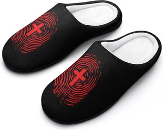 Generic Crosss Fingerprint Mens Slippers Comfortable And Non-slip Cotton Slipper Shoe for House