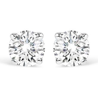 House of Brilliance Silver Silver 1/4 Ct Round Lab Grown Diamond Solitaire Stud Earrings in White at Nordstrom