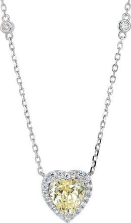 Savvy Cie Jewels Cubic Zirconia Heart Halo Pendant Necklace in Fancy Yellow at Nordstrom Rack