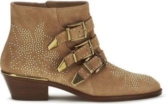 Chlo&eacute; Beige Calf Leather Bos Taurus Ankle Womens Boots
