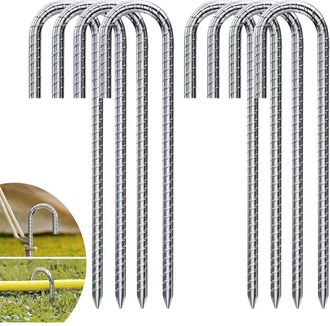 OEM Paquete De 8 Anclajes De Acero Galvanizado De 30 Cm - Ganchos En Forma De J - Ganchos Para Carpas Para Asegurar Cercas, Carpas, Marquesinas Y Puestos 