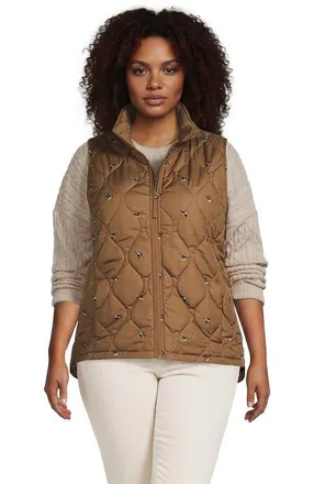 Lands End Plus Size FeatherFree Quilted Insulated Vest in Ducks/honey Beige at Nordstrom, Size 1X