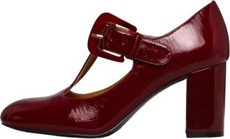 Cesare Gaspari Vintage Pumps met Gesp van Gepatenteerd Leer - Dames - Pumps - Rood - 38 EU - Leer - Schoenen