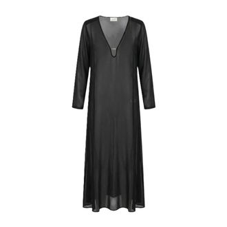 MC2 Saint Barth Midi Dresses, female, Black, Size: M Aghata Long Georgette Caftan