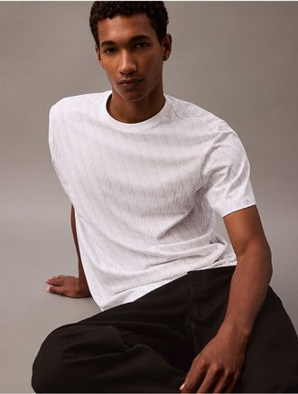 Calvin Klein Mens Liquid Touch Allover Monogram Classic T-Shirt - White - XL