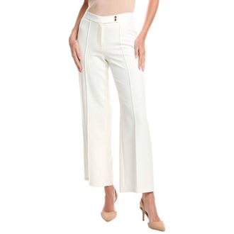 Elie Tahari Wide Leg Front Seam Pant In White Star
