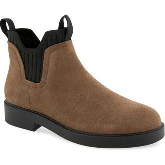 Aerosoles Pressly Chelsea Boot in Fango /Black Suede at Nordstrom, Size 8.5